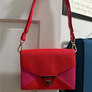 Vibrant Red and Pink Crossbody Bag